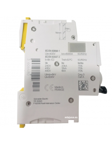 MCB circuit breaker 2 poles 16A (2x16A) IC60N C 6kA - Schneider