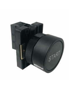 Pulsador negro inscripción "START" contacto abierto (NO) completo