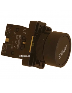 Bouton poussoir noir inscription "START" contact ouvert (NO) complet - OUTLET 