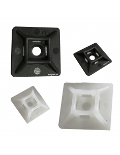 Base 28x28mm pour colliers de serrage couleur blanche