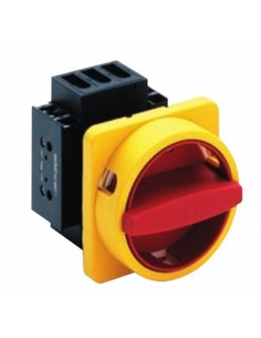 Interrupteur triphasé 32A taille 67 contrôle jaune-rouge