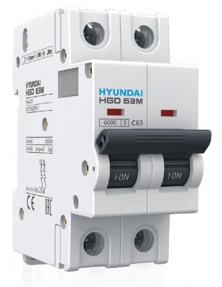 MCB circuit breaker 2 poles 50A (2x50A) - Hyundai Electric