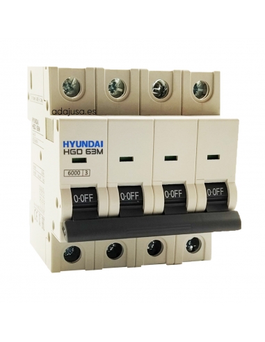 MCB circuit breaker 4 poles 63A (4x63A) - Hyundai Electric