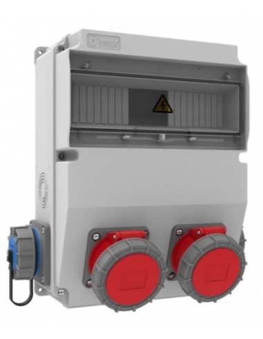 Coffret électrique prises de courant 12 modules IP66 avec bases  2 de 16A 2P+T - 2 32A 3P+N+T