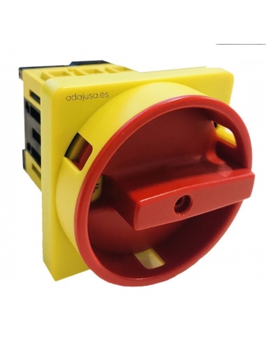 Interrupteur sectionneur 3 pôles 25A complet 67x67mm jaune poignée rouge avec verrouillage série SE Giovenzana