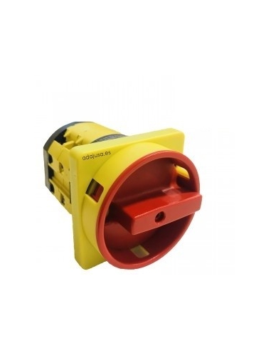 Interrupteur à cames 4 pôles 80A complet 92x92mm jaune-rouge - Giovenzana