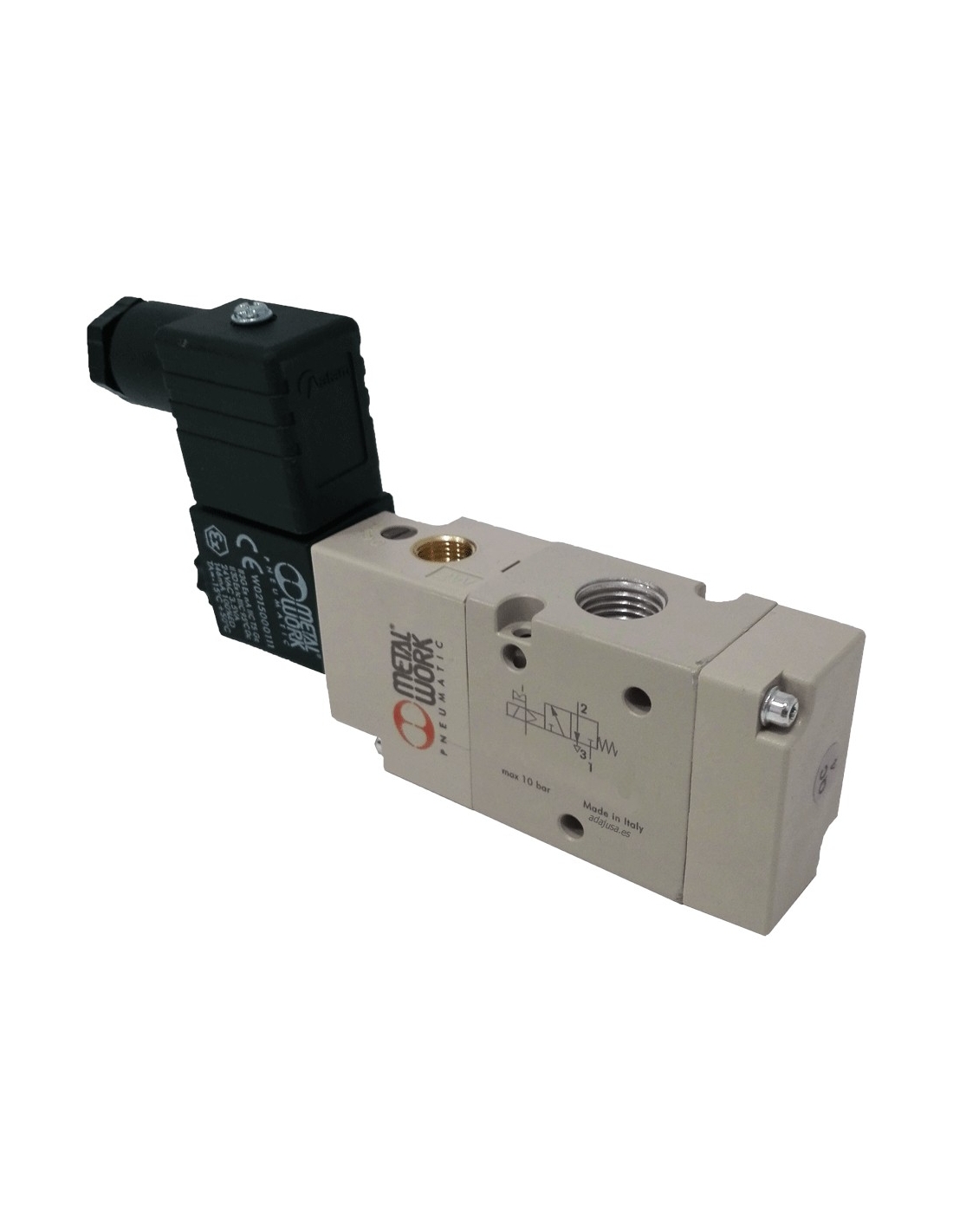 Válvula Neumática 2 Vías NC - 1/4" - Para Aire, Gas Y Agua - 12V/24V/110V/220V - Con Conector Rápido