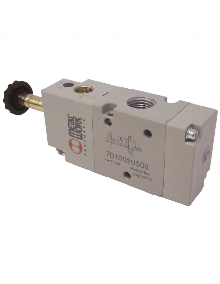 Electrovanne 1/8 3 vois monoestable assistée sans bobine - Metal Work