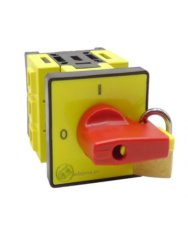 Disconnector switch 4 poles 32A full 48x48mm red with lock - Giovenzana