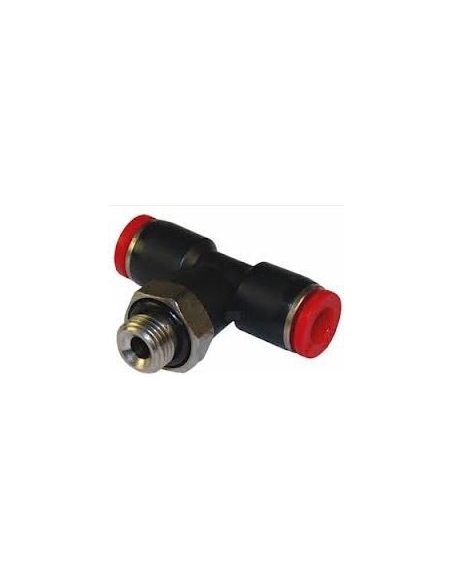 "T" fitting with center thread 1/8 tube diameter 6