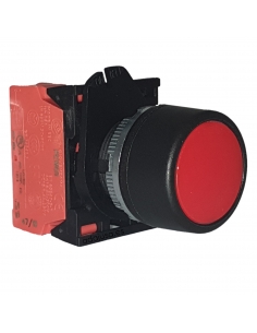 Bouton poussoir rouge contact fermé (NC) complet - Giovenzana