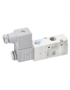 Electrovanne pneumatique 3/8" 3 voies monostable normalement ouverte (NO), 230Vac Mindman - ADAJUSA