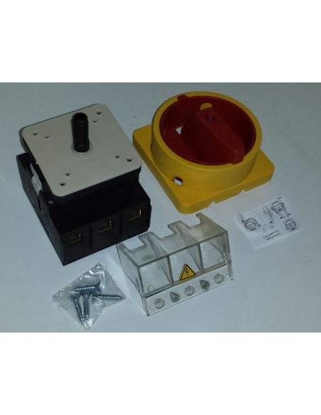 Interruptor trifasico 25A Mando rojo y amarillo