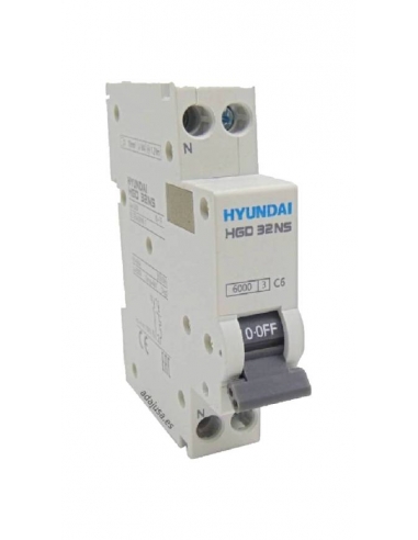 Disjoncteur 1 pôle + Neutre 6A (1x6A N) DPN - Hyundai