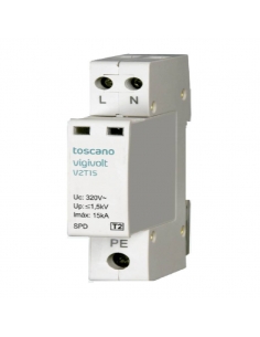 Protecteur biphasé surtensions transitoires 15kA TYPE 2 V2T-15B - Toscano