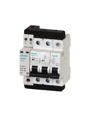 Transient and permanent surge protector + IGA 2x40A 10kA biphasic Vigivolt toscano Adajusa