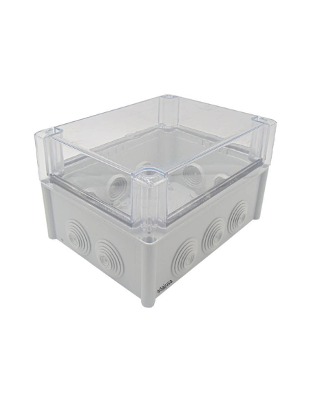 Boîte thermoplastique 200x155x125mm avec cônes et couvercle haut transparent | ADAJUSA