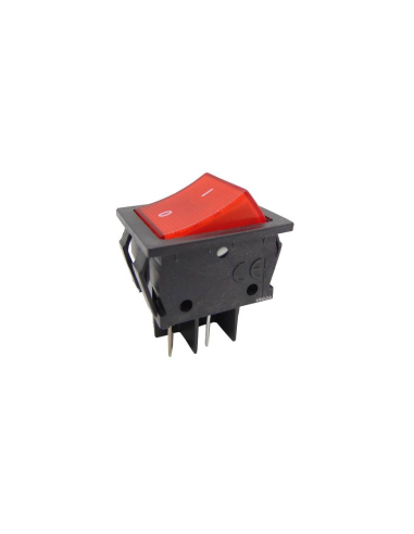 Interrupteur lumineux rouge 16A-250V 2-circuits 28.5x21mm Série Tes Adajusa
