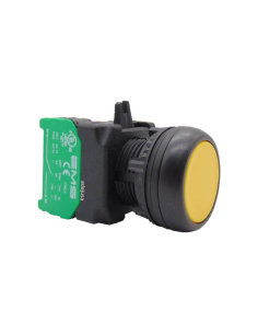 Bouton poussoir jaune contact ouvert (NO) complet - EMS