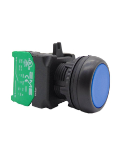 Bouton poussoir bleu contact ouvert (NO) complet - EMS