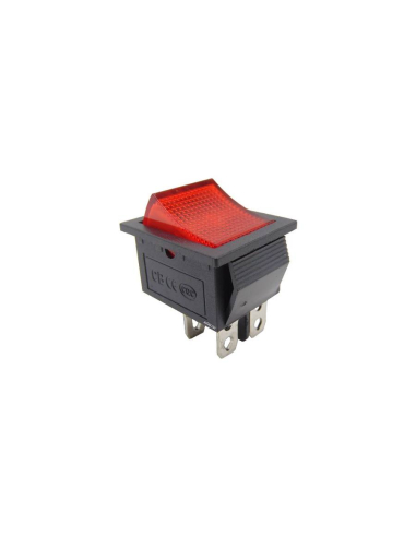 Interrupteur rouge lumineux sans marquage 16A-250V 2 circuits 28.5x21mm Série Tes| Adajusa