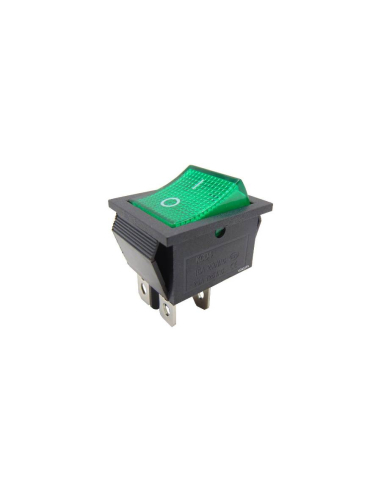 Interrupteur vert lumineux 16A-250V 2 circuits 28.5x21mm Tes Series | Adajusa