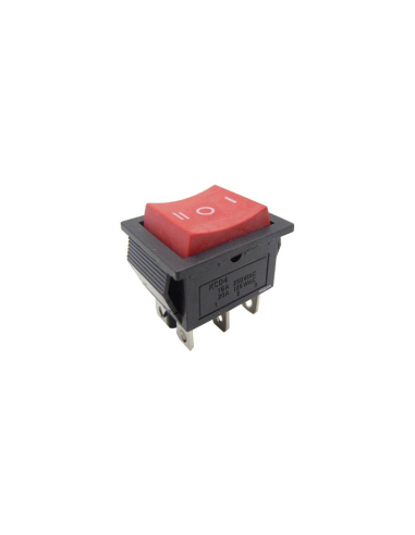 Red switch with central position red 16A-250V 2 circuits 28.5x21mm Tes Series | Adajusa