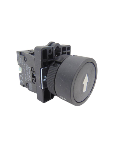 Bouton poussoir noir (avec inscription "↑") contact ouvert(NA) complet