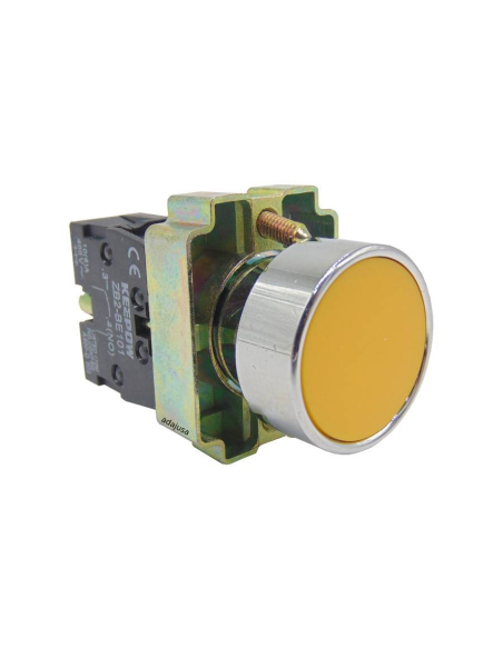 Metal pushbutton yellow open contact (NO) complete