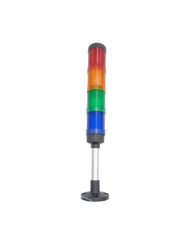 Tour de signalisation LED rouge/ambre/vert/bleu 80dB 24V | ADAJUSA