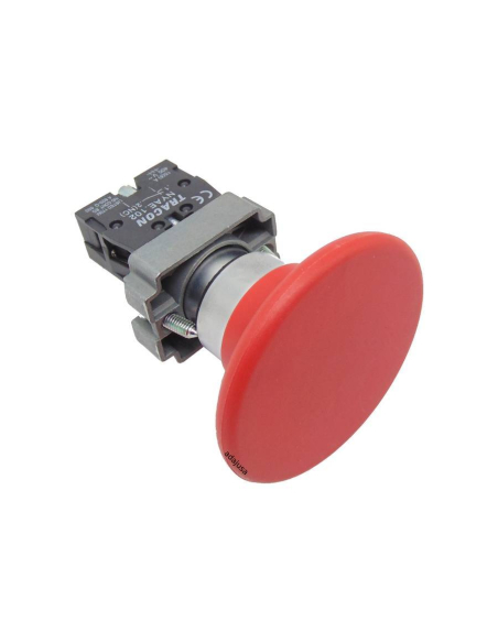 60 mm diameter metal emergency stop push button, complete.