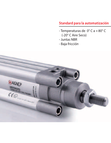 Pneumatic cylinder 50x75 double-acting LH050075 - Aignep