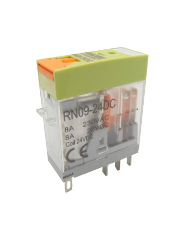 Relais miniature 24Vdc 2 contacts 8A avec indication lumineuse