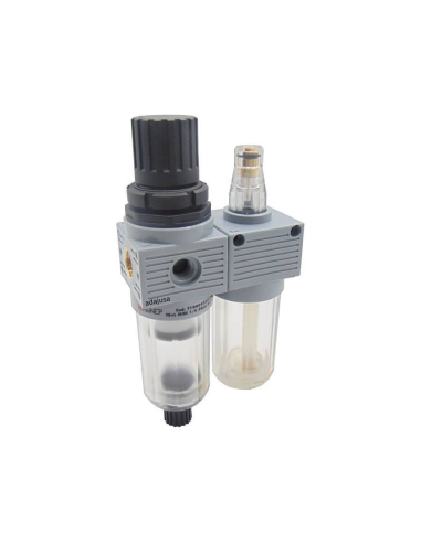 Groupe de filtration pneumatique 1/4 régulation 0-12 bar vidange semi-automatique série FRL Mini - Aignep