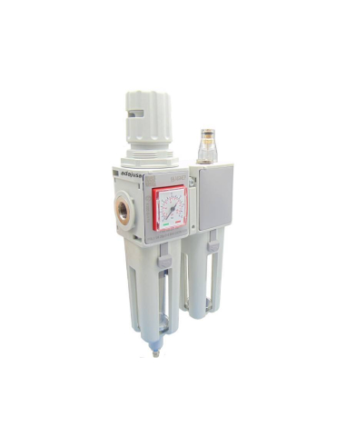 Unité de filtration pneumatique 3/8 régulation 0-8 bar vidange semi-automatique taille 1 FRL série EVO - Aignep