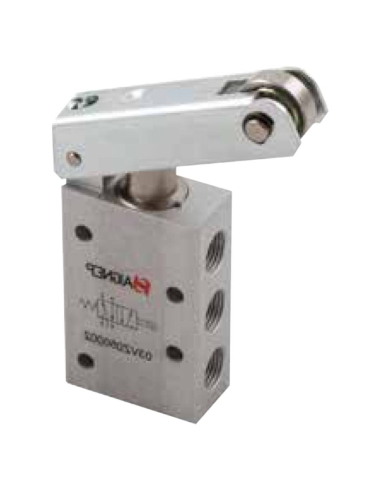 Limit switch long roller tire 1/8 5/2 monostable with spring return - Aignep