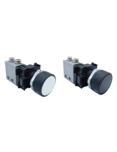 Bouton poussoir pneumatique noir-blanc-rouge Valve : 3/2 NF raccords latéraux Ø 4 mm- ADAJUSA