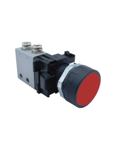 Bouton poussoir pneumatique noir-blanc-rouge Valve : 3/2 NO raccords latéraux Ø 4 mm - ADAJUSA