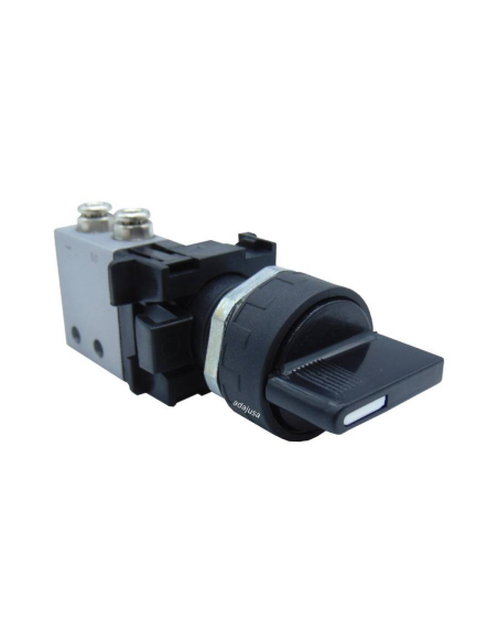 Sélecteur noir avec 2 positions de came courte et valve : 3/2 NF raccords latéraux Ø 4 mm - Aignep - ADAJUSA