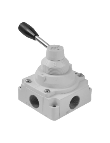 Valve 1/4 4-way 3 positions e.g. rotary lever Size 1 - Mindman