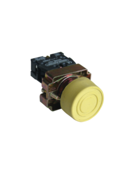 Bouton-poussoir électrique en métal avec protection en caoutchouc jaune BP51 | ADAJUSA | prix