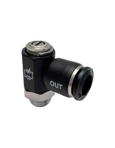Régulateur unidirectionnel réglable avec vis de réglage du diamètre du tube 1/8" pour bouteille en technopolymère - Aignep