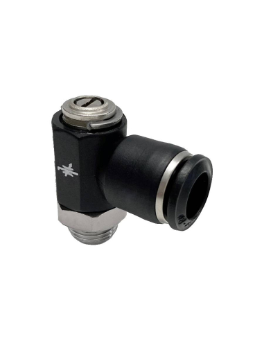 Bidirectional swivel Regulator with adjustment screw, 3/8" cylindrical thread, 8" diameter tube, technopolymer - Aignep