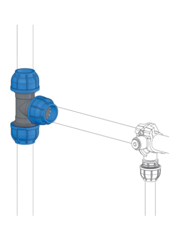 T- union fitting diameter 32mm - Sicomat