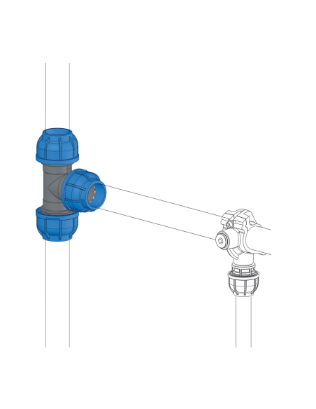T- union fitting diameter 32mm - Sicomat