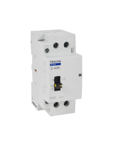 Contacteur modulaire 40A 2Pôles ouvert 230Vac à commande manuelle - Tracon