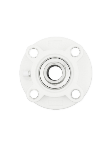Round support in white thermoplastic with INOX bearing 25mm shaft SSUC-205 - ISB