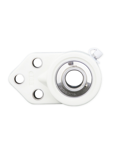 White thermoplastic flange support with INOX bearing 40mm shaft SSUC-208 - ISB
