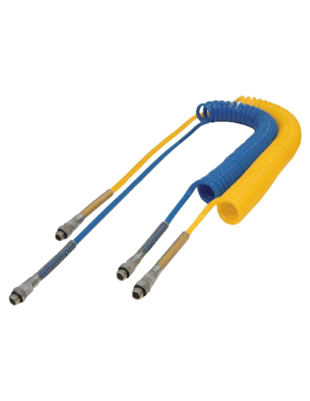 Tube spirale polyuréthane 6,5x10mm 5m borne droite avec raccords 1/4 - Aignep