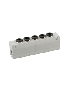 Distributor simple 2 inputs 1/8 - 5 outputs 6mm in aluminum Series 55000 - Aignep| ADAJUSA
